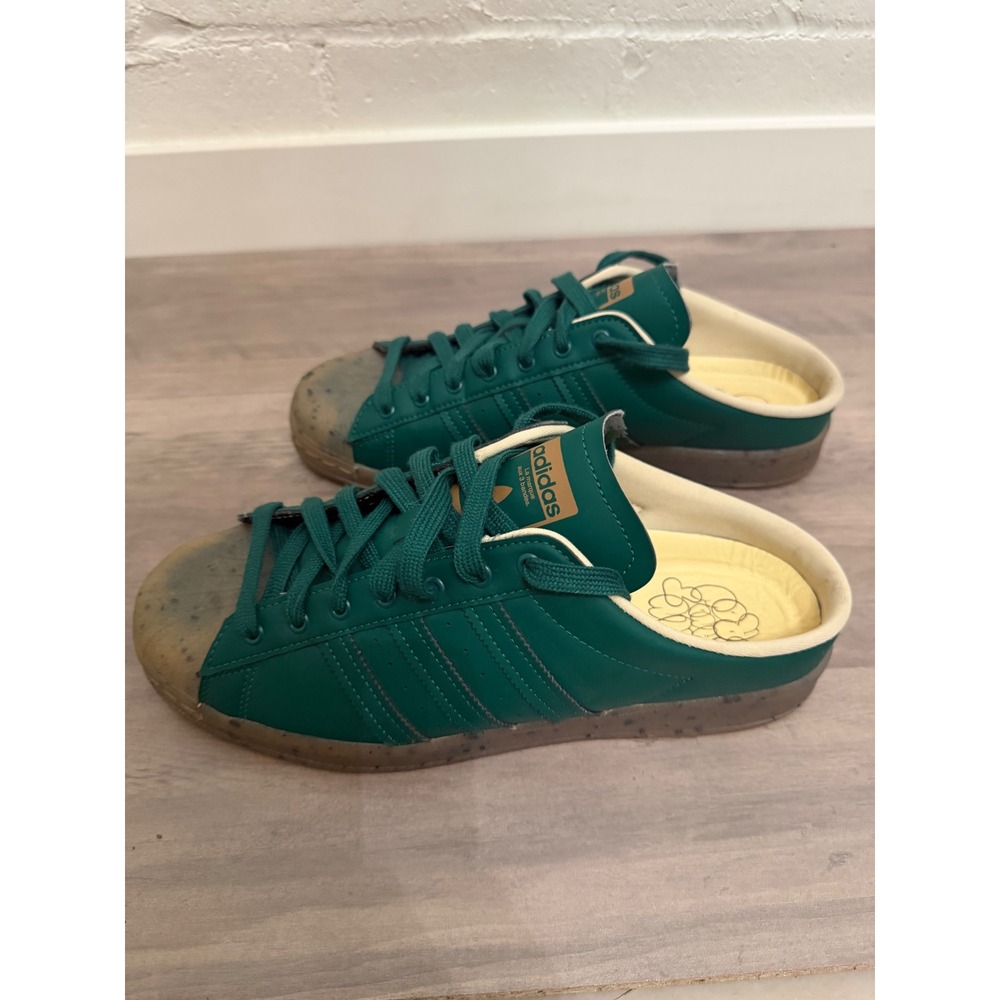 Adidas Superstar Mules Plant & Grow Green Leather Shell Toe Slip On Like New